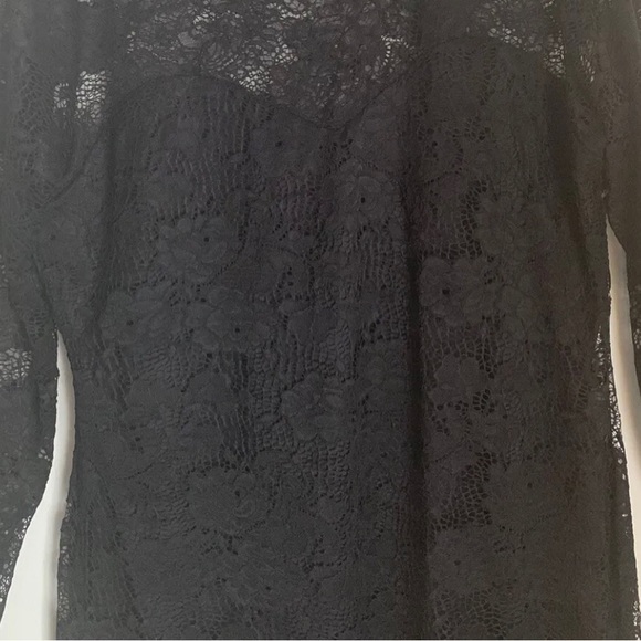 Charlotte Russe Black Lace Dress Long Sleeve Round Neck Stretch Party US2X UK 24 - Picture 12 of 13